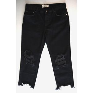 We The Free OB1463199 Women's Sz 25 Black Maggie Mid-Rise Straight-Leg Jeans